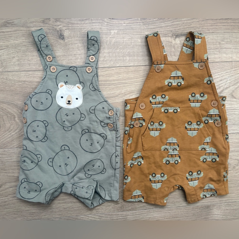 Baby Overalls Bundle Pekkle 6M + Joe Fresh 6–12M Bear & Truck Print - Picture 2 of 4